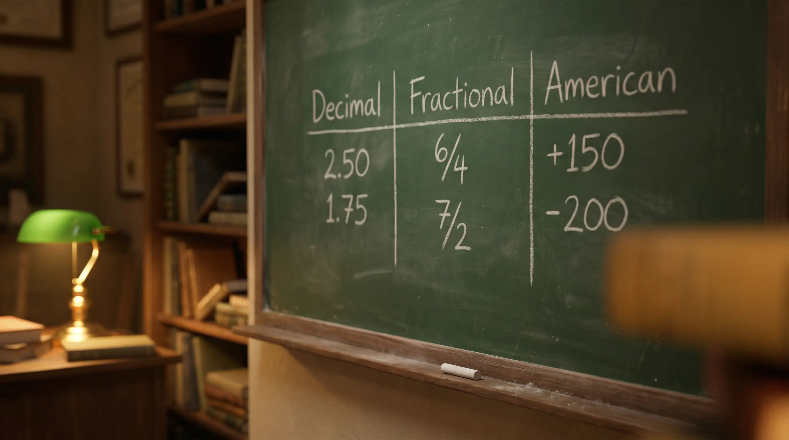Cuotas fraccionarias y americanas: pizarra con tres formatos de cuotas escritos