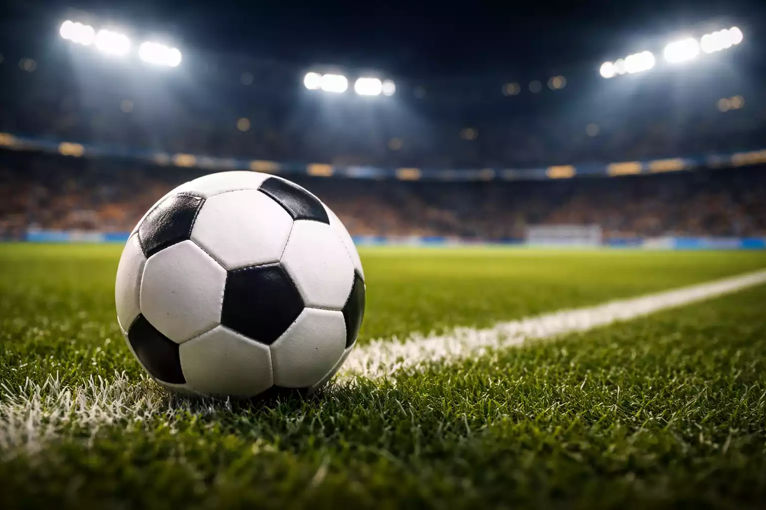 Over/Under en fútbol: balón junto a la red de una portería de fútbol