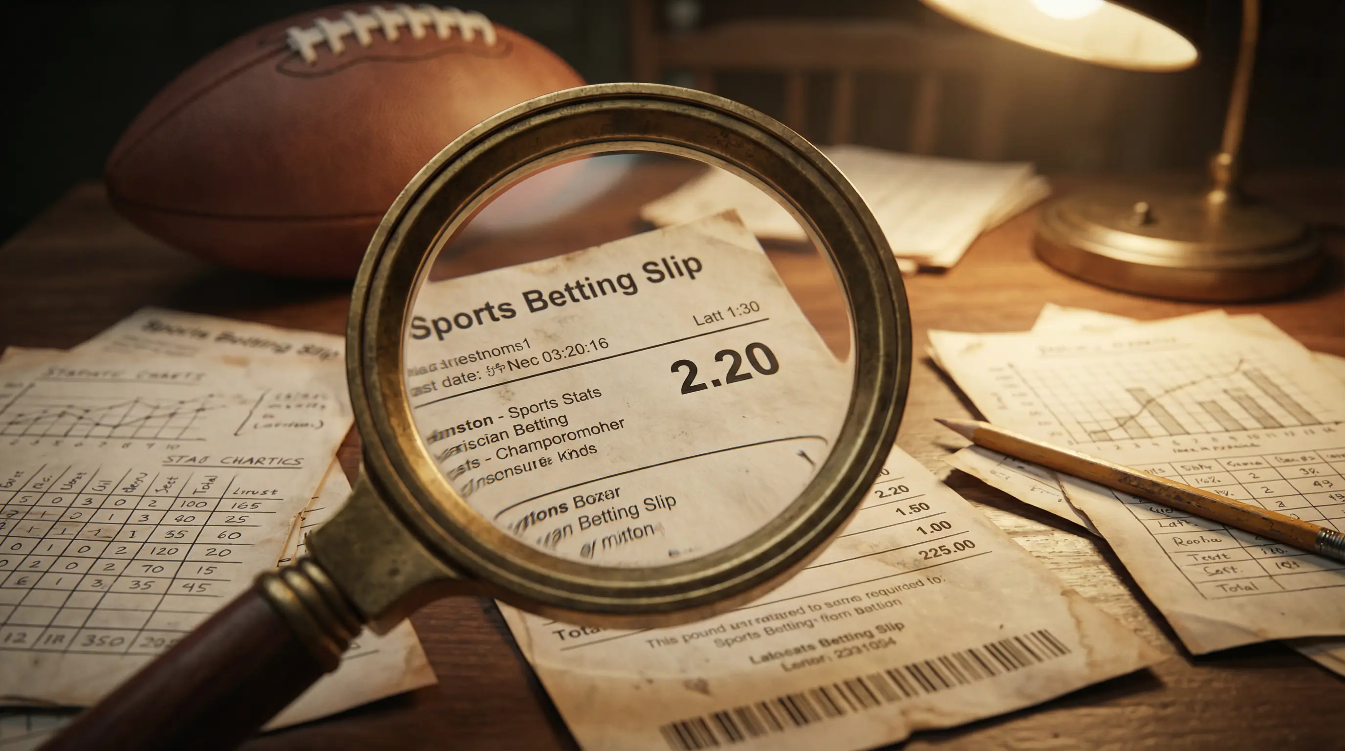 Value betting en fútbol: lupa sobre una cuota de apuestas en un papel